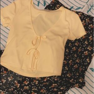 Yellow Tie Up Tee and Maxi Skirt